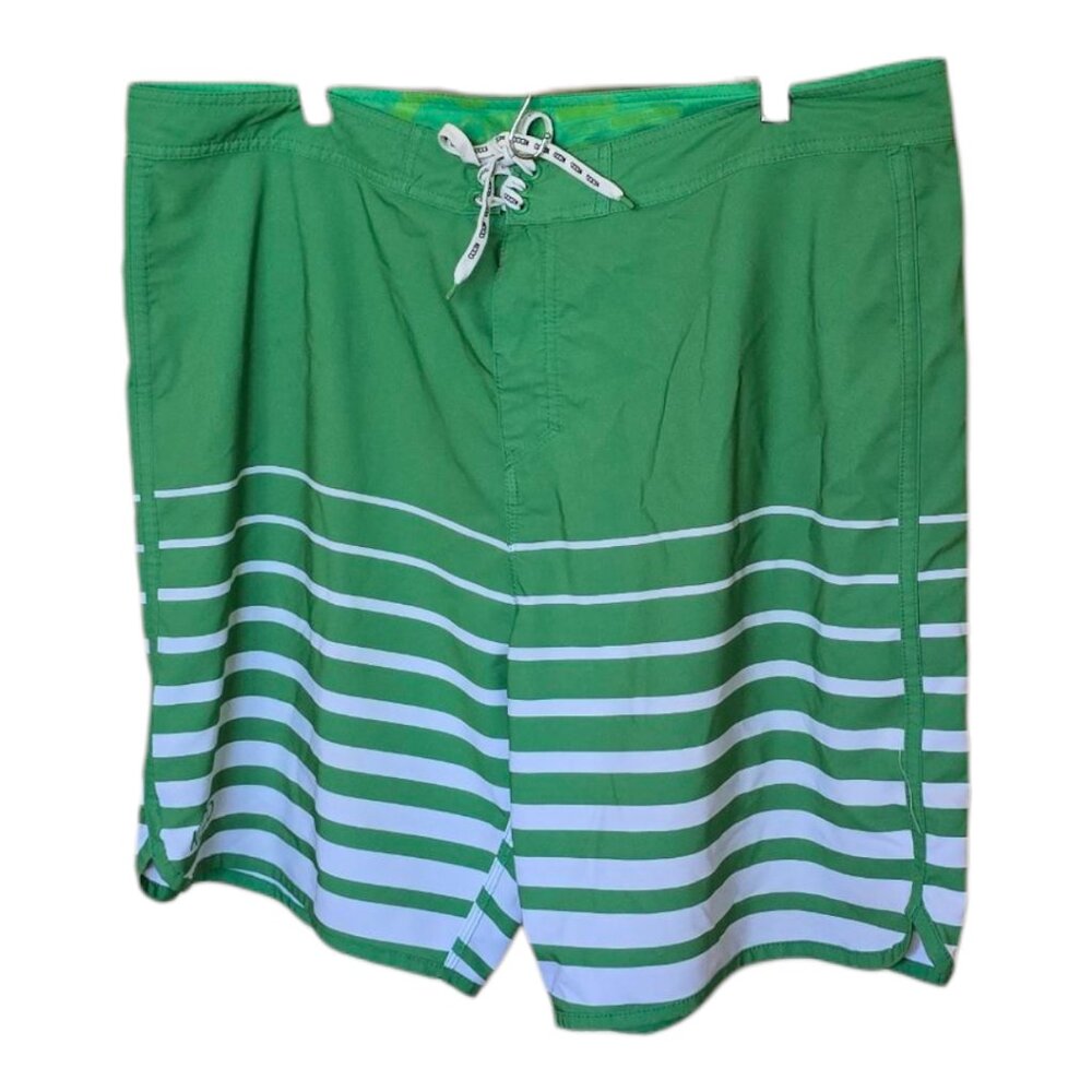 CHIVE Men's Green & White Board Shorts/Swimwear